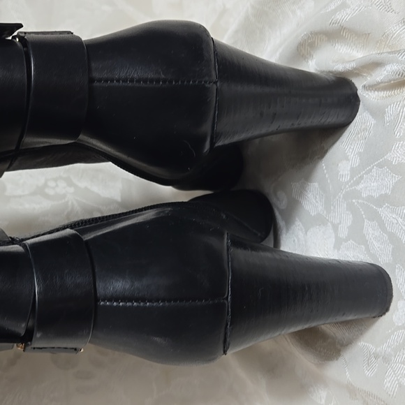 Aldo Midnight Black Leather Heeled Boots - Picture 5 of 8